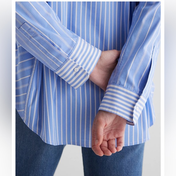 Poplin Striped Boyfriend Portofino Shirt - Picture 4 of 4